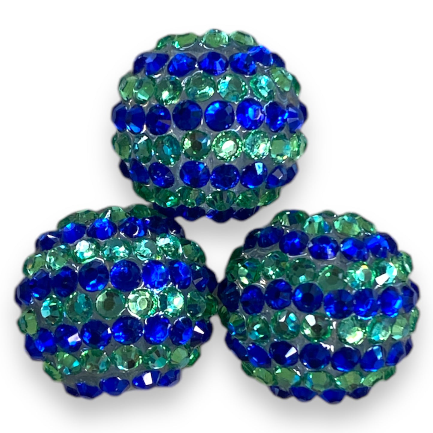 Z/100- 20mm Blue & Green (5 Count) Acrylic Rhinestone Beads