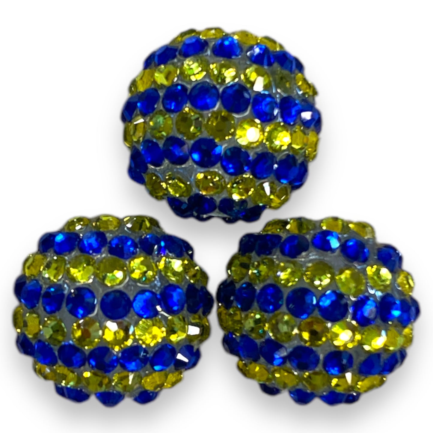 Z/103- 20mm Blue & Yellow (5 Count) Acrylic Rhinestone Beads