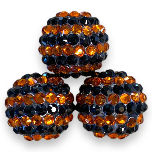 Z/83- 20mm Back & Orange (5 Count) Acrylic Rhinestone Beads