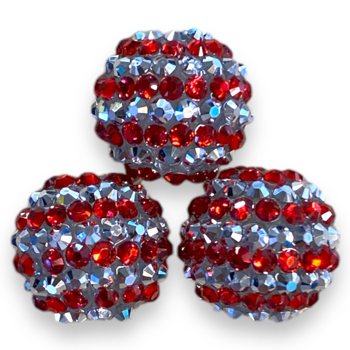 Z/88- 20mm Red & Silver (5 Count) Acrylic Rhinestone Beads