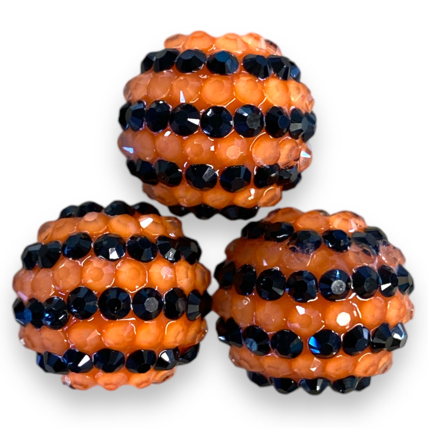 Z/84- 20mm Black & Orange (5 Count) Acrylic Jelly Rhinestone Beads