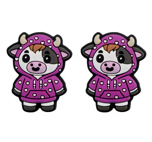 X414 -  "Purple Pajama Cow” Silicone (1 Count) Focal Bead