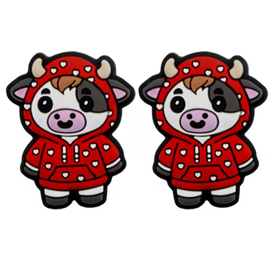 X412 -  "Red Pajama Cow” Silicone (1 Count) Focal Bead