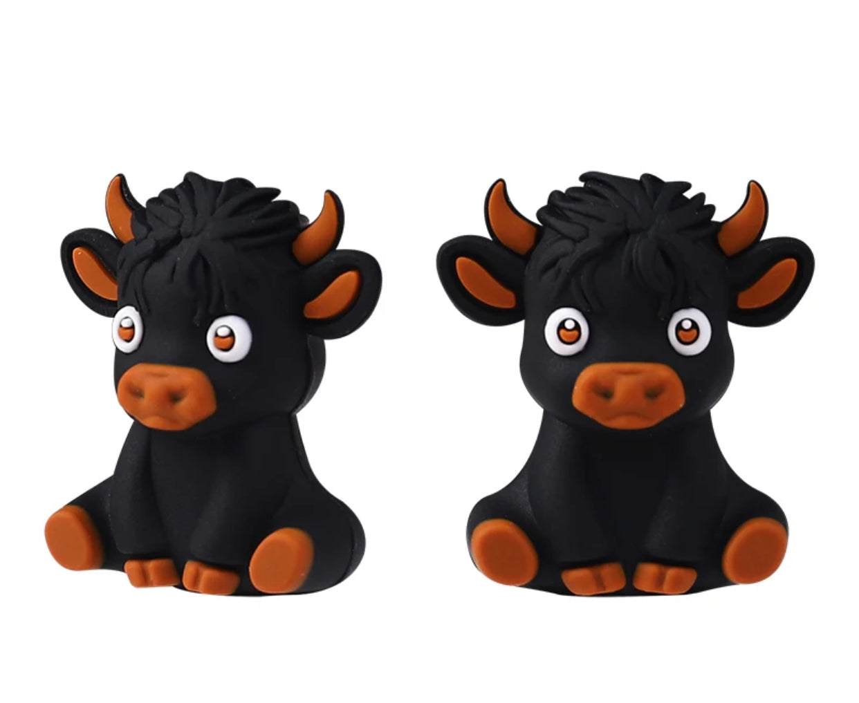 X422 -  "3D Black Bull” Silicone (1 Count) Focal Bead