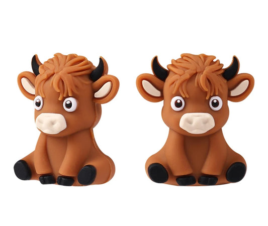 X429 -  "3D Brown Bull” Silicone (1 Count) Focal Bead