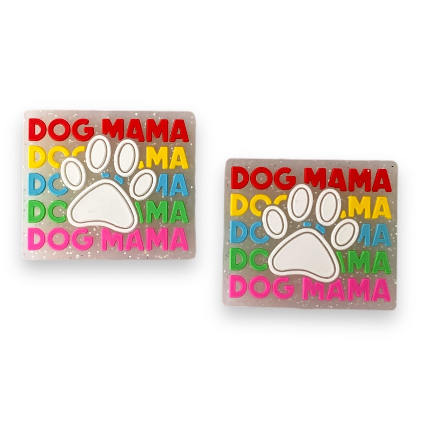 X302 -  "Dog Mom- Glow In The Dark Glitter” Silicone (1 Count) Focal Bead