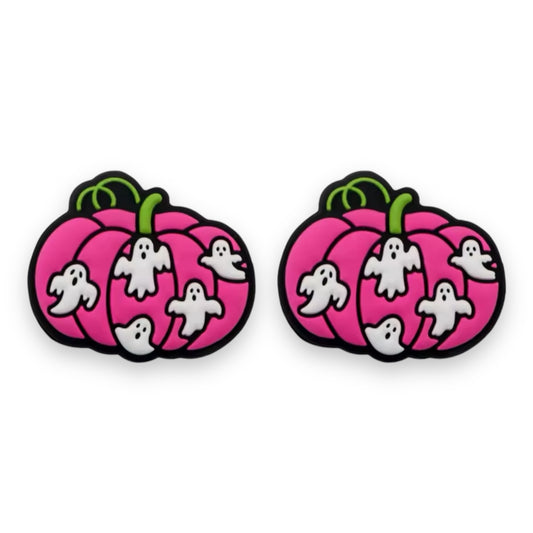 h813 -  "Ghost Pink Pumpkin” Silicone (1 Count) Focal Bead