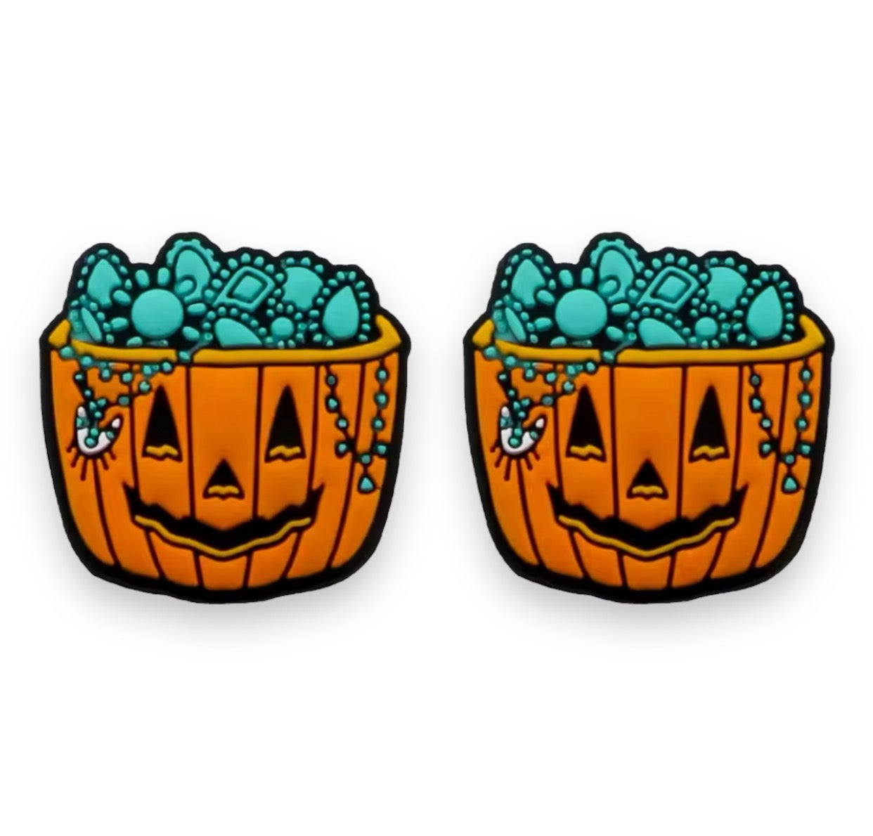 h826 -  "Turquoise Jewelry Pumpkin” Silicone (1 Count) Focal Bead