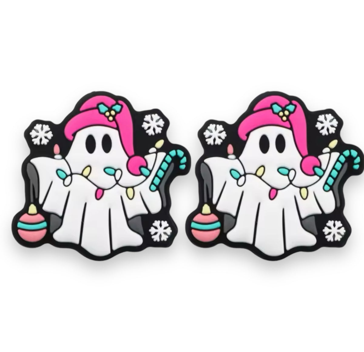 h938 -  "Christmas Light Ghost” Silicone (1 Count) Focal Bead