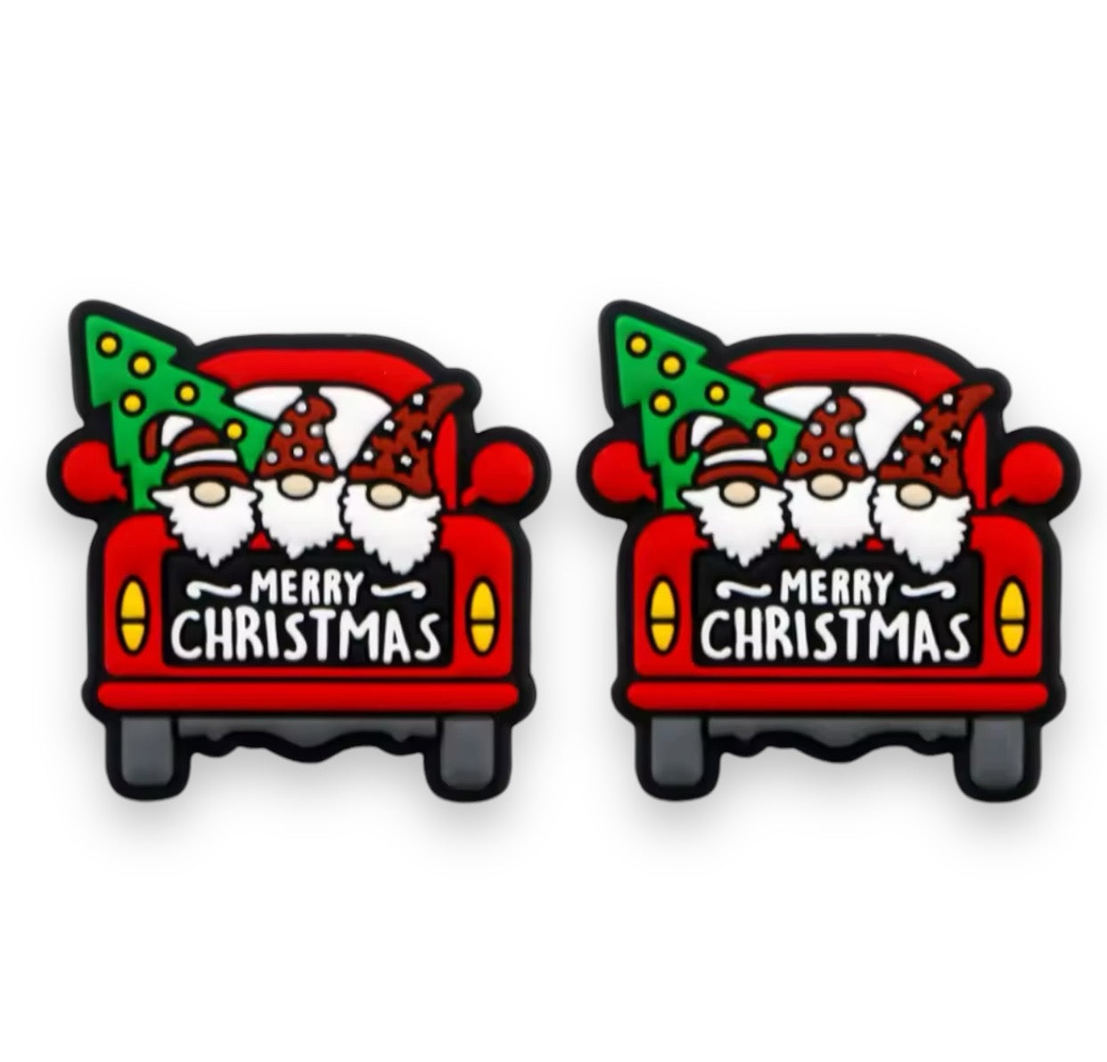 h854 -  “ChristmasGnome Red Truck” Silicone (1 Count) Focal Bead