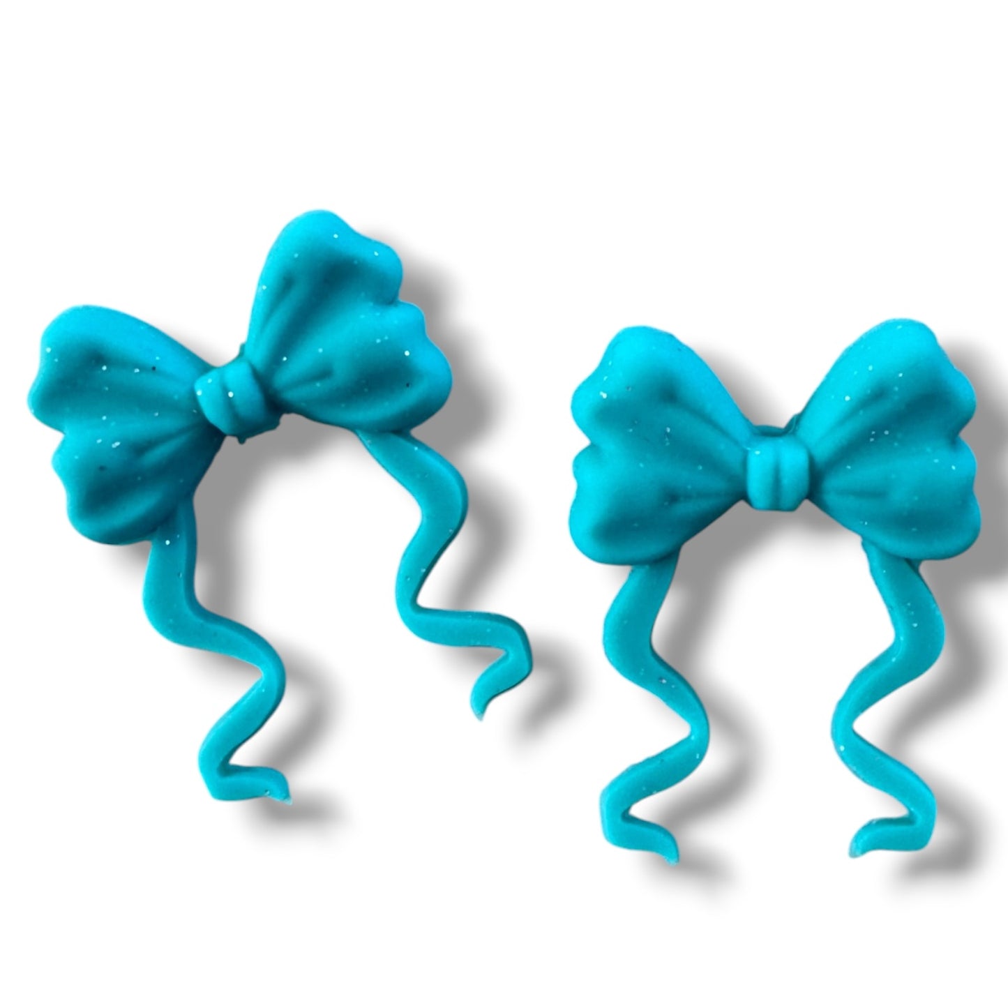 X180- "Aqua Flowy Bow"  Silicone Focal Bead for DIY Crafts (1 Count)