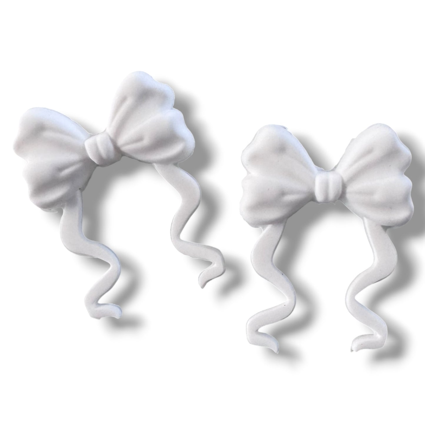 X184- "White Flowy Bow"  Silicone Focal Bead for DIY Crafts (1 Count)