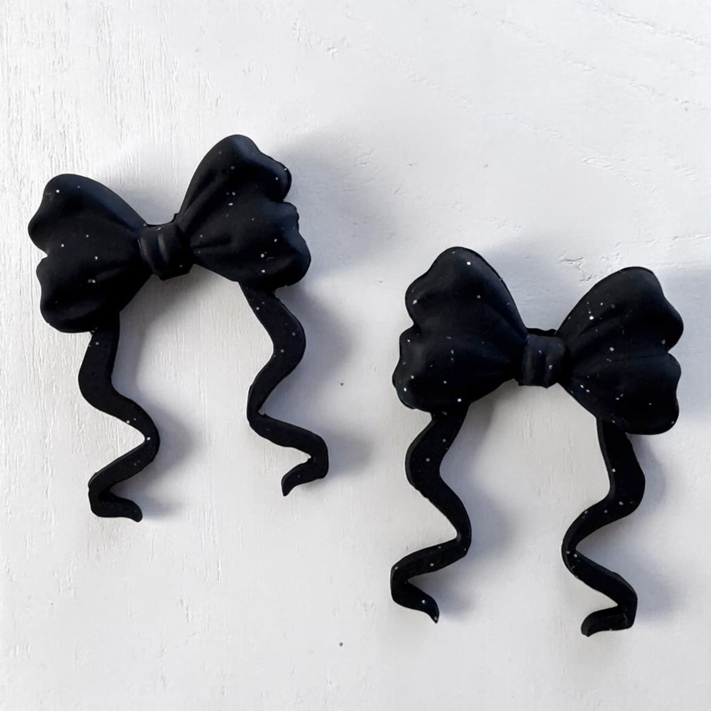 X183- "Black Flowy Bow"  Silicone Focal Bead for DIY Crafts (1 Count)