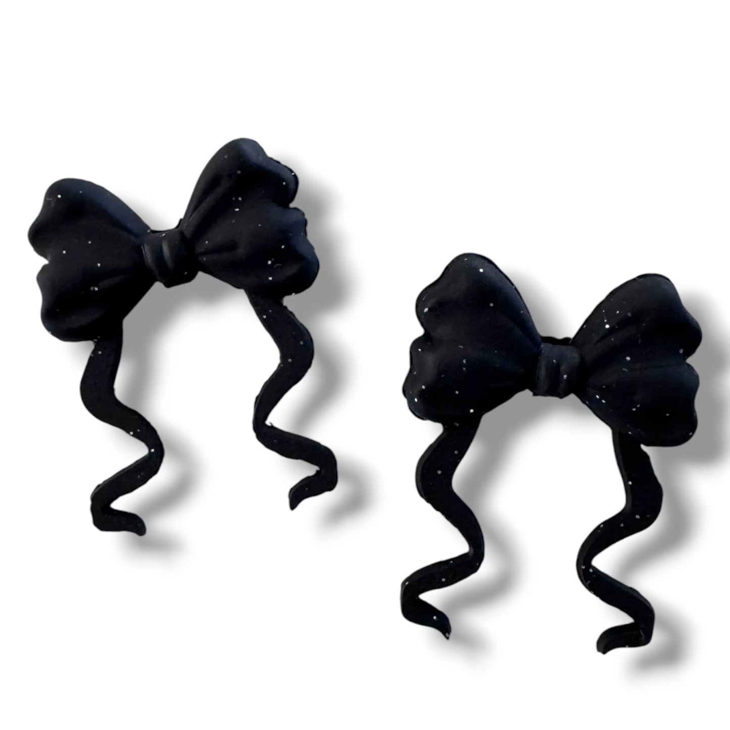 X183- "Black Flowy Bow"  Silicone Focal Bead for DIY Crafts (1 Count)