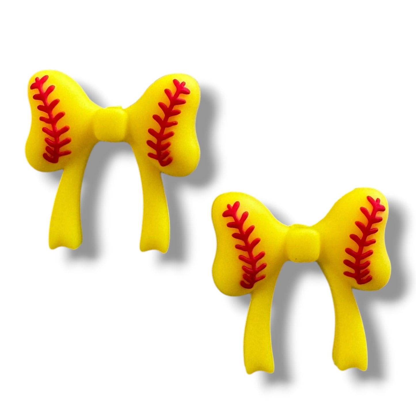 X208- "Softball Bow" 3D Silicone Focal Bead for DIY Crafts (1 Count)