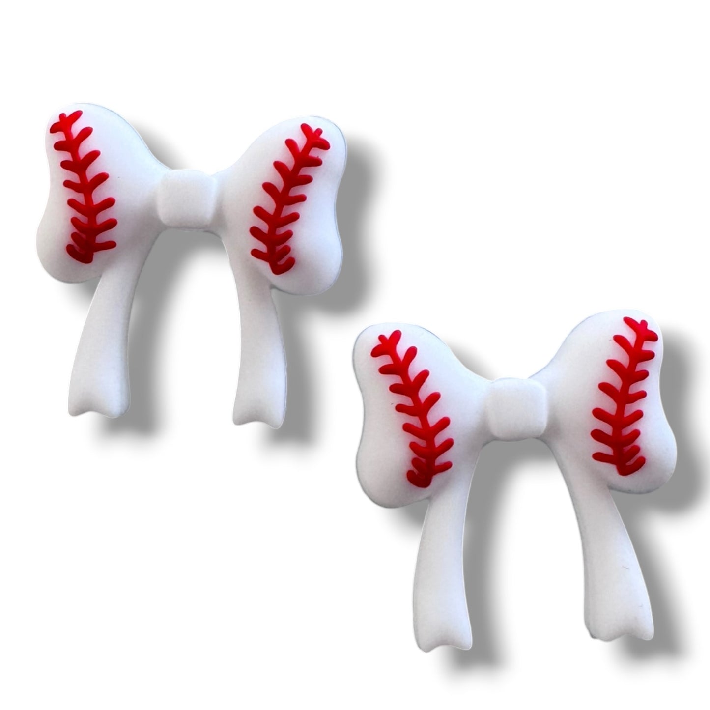 X208- "Baseball Bow" 3D Silicone Focal Bead for DIY Crafts (1 Count)