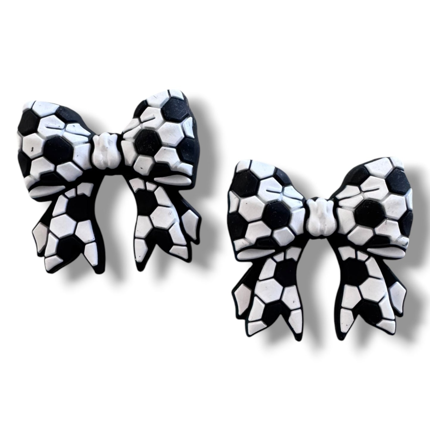 X095- "Soccer Bow" 3D Silicone Focal Bead for DIY Crafts (1 Count)