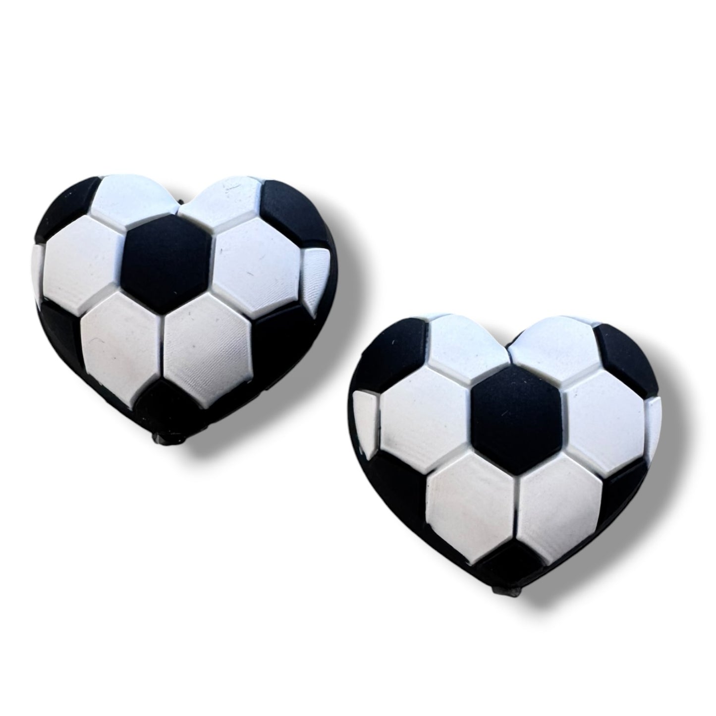 X143- "Soccer Heart" 3D Silicone Focal Bead for DIY Crafts (1 Count)