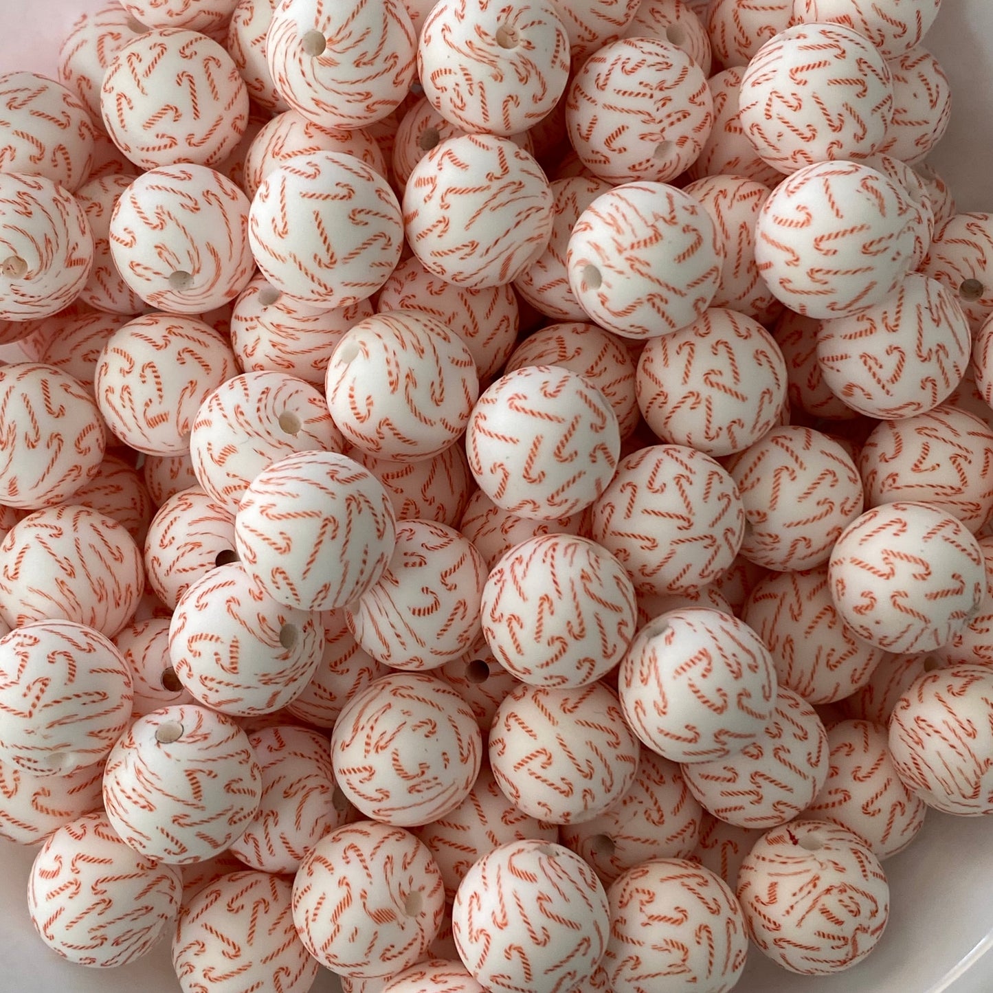 T317 - 15mm "Candy Cane" Silicone Beads