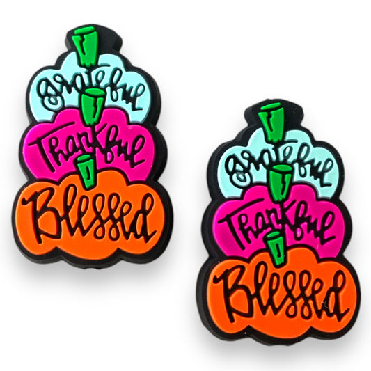 h827 -  "Thankful Pumpkins” Silicone (1 Count) Focal Bead