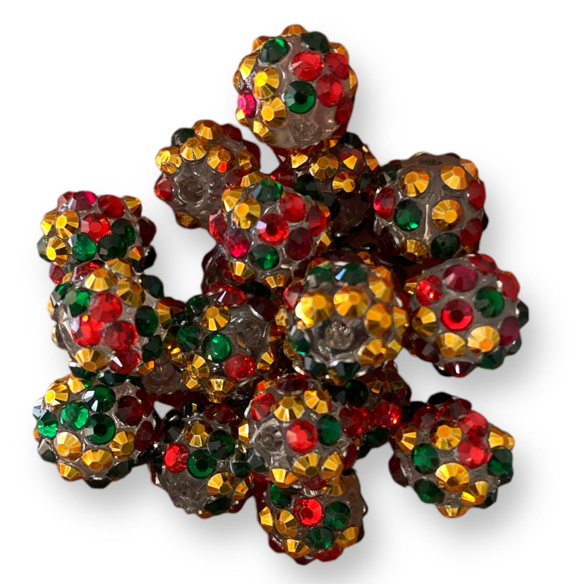 #148 -  12mm "Golden Christmas" Rhinestone Beads  (20 Count)