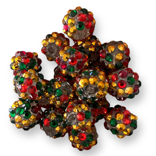 #148 -  12mm "Golden Christmas" Rhinestone Beads  (20 Count)