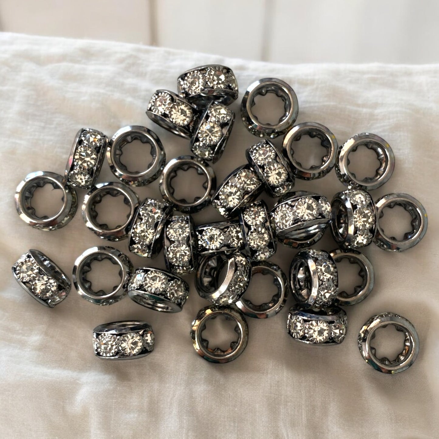 P94 -8mm Wide Hole "Gunmetal" Rhinestone Spacers (10 Count)