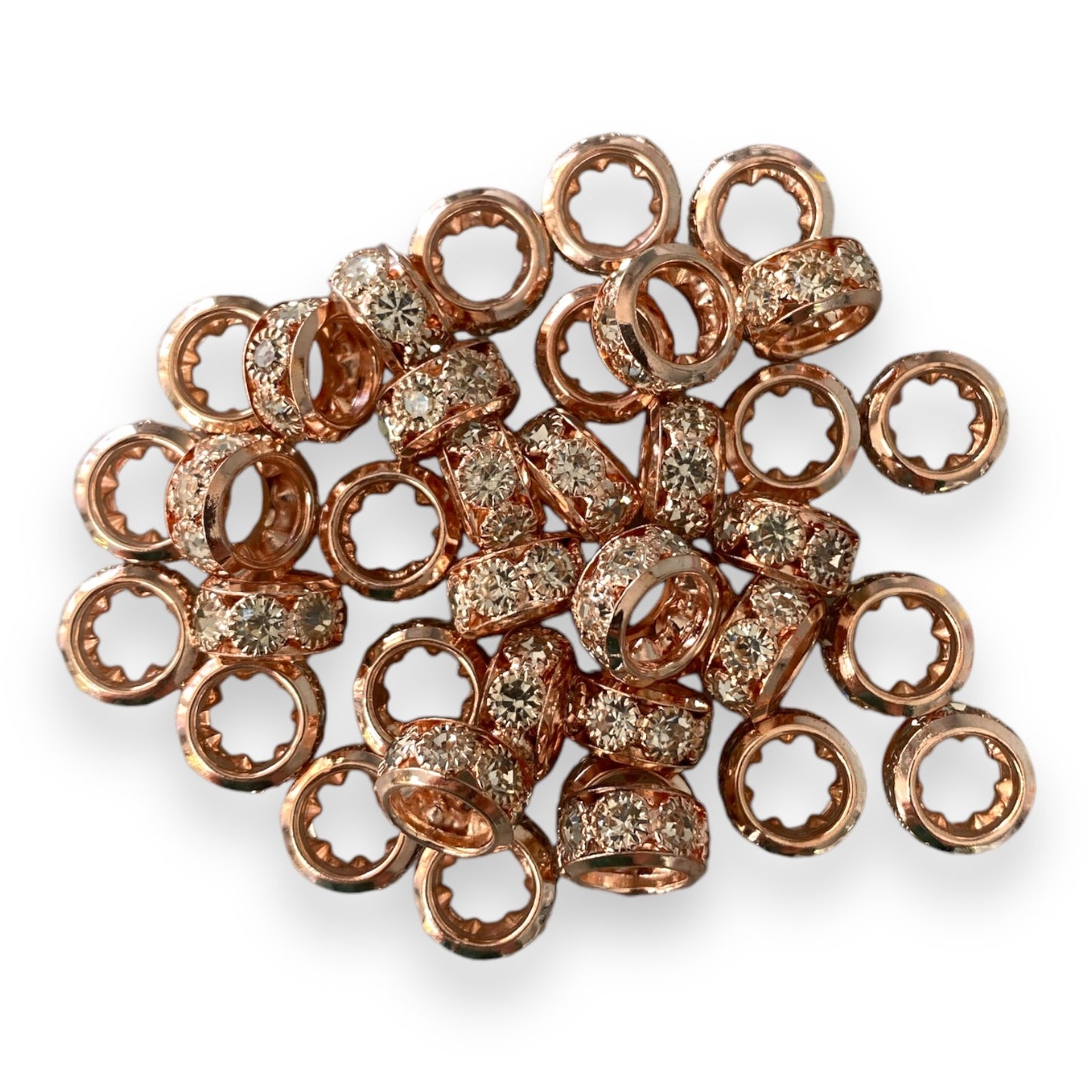 P81- 8mm Wide Hole "Rose Gold" Rhinestone Spacers (10 Count)