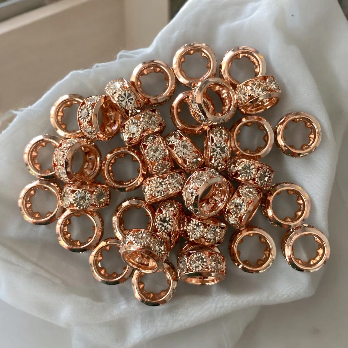 P81- 8mm Wide Hole "Rose Gold" Rhinestone Spacers (10 Count)