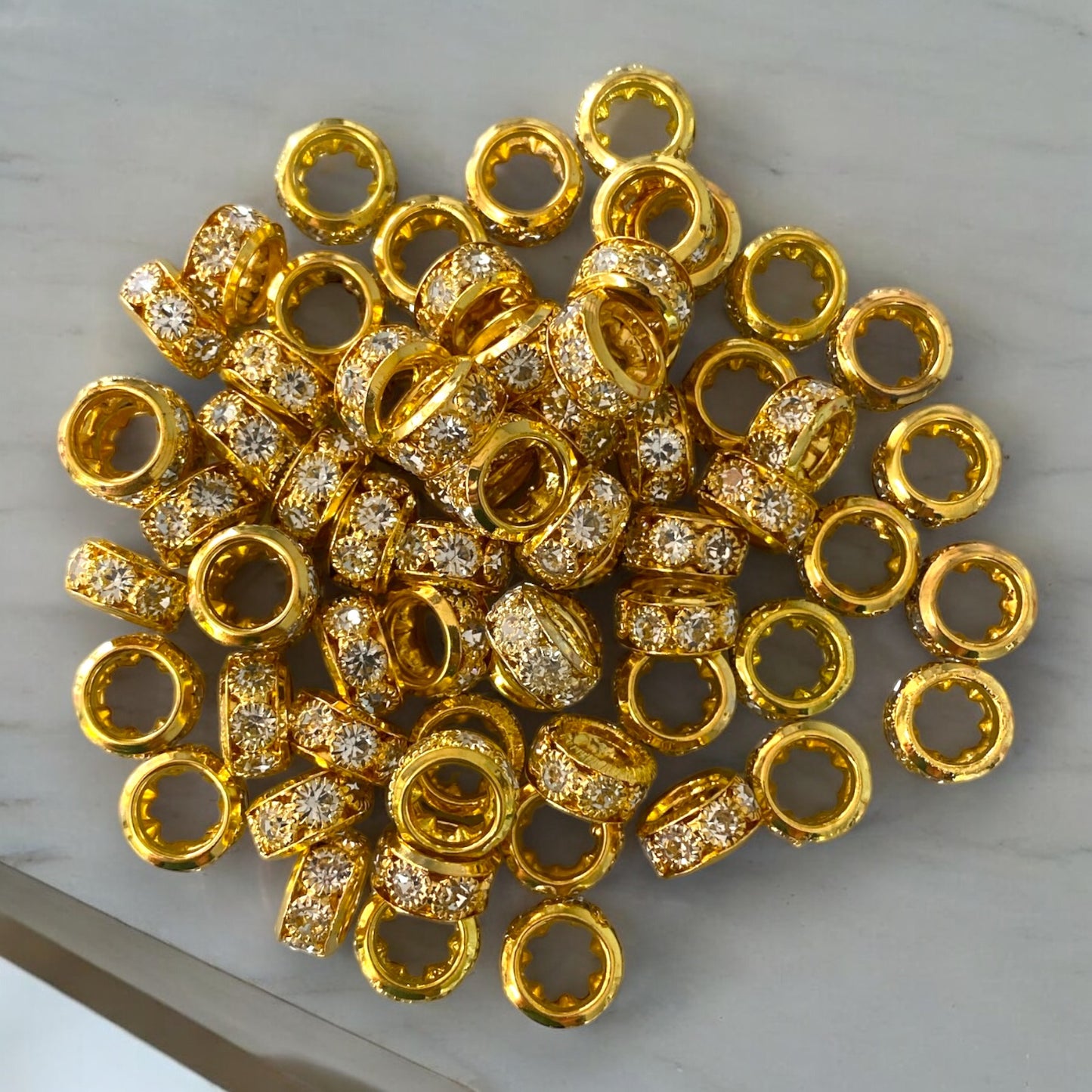 P78 - 8mm Wide Hole "Gold" Rhinestone Spacers (10 Count)