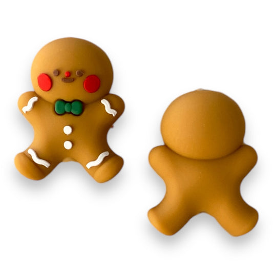 h876 -  "3D Gingerbread Man” Silicone (1 Count) Focal Bead