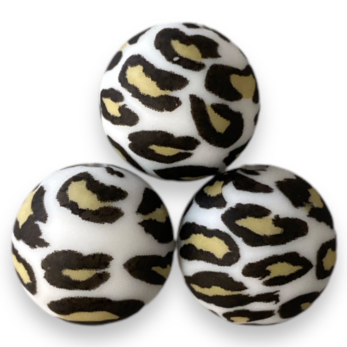 12mm-  P-01- “White Leopard”  Silicone Beads