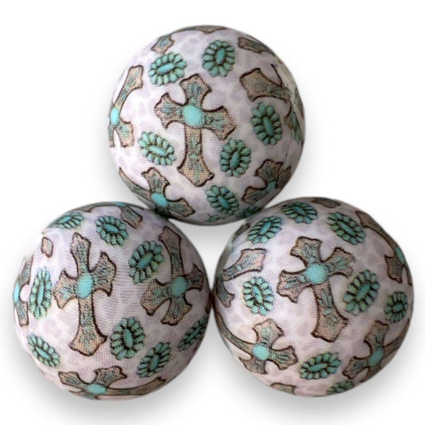 T334- 15mm “Turquoise Cross” Pattern Silicone Beads