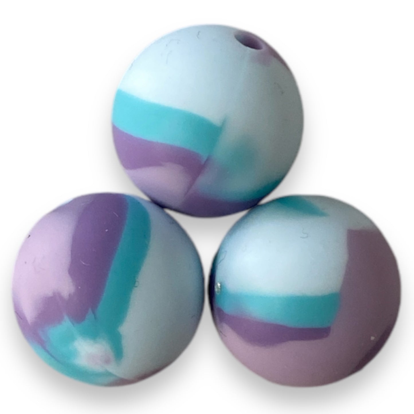 T180- 12mm "Purple/Blue" Tye-dye Silicone  Beads