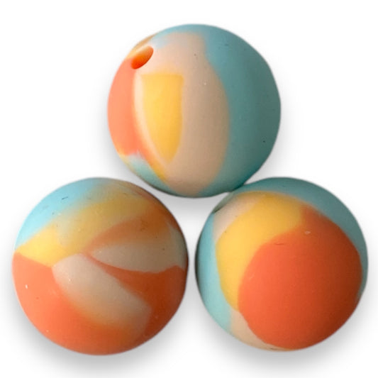 T181- 12mm "Sherbet" Tye-dye Silicone Beads