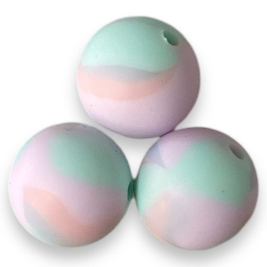 T182- 12mm "Pink/Mint/Lavender" Tye-dye Silicone Beads