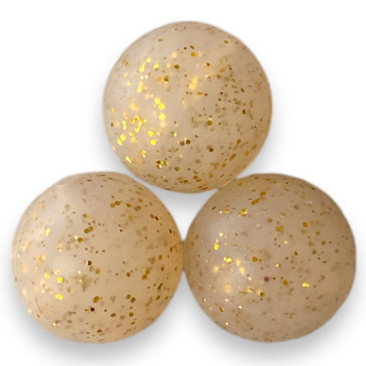 T210 - 12mm "Gold Glitter" Silicone Beads