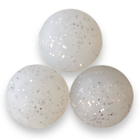 T208 - 12mm "White Glitter" Silicone Beads