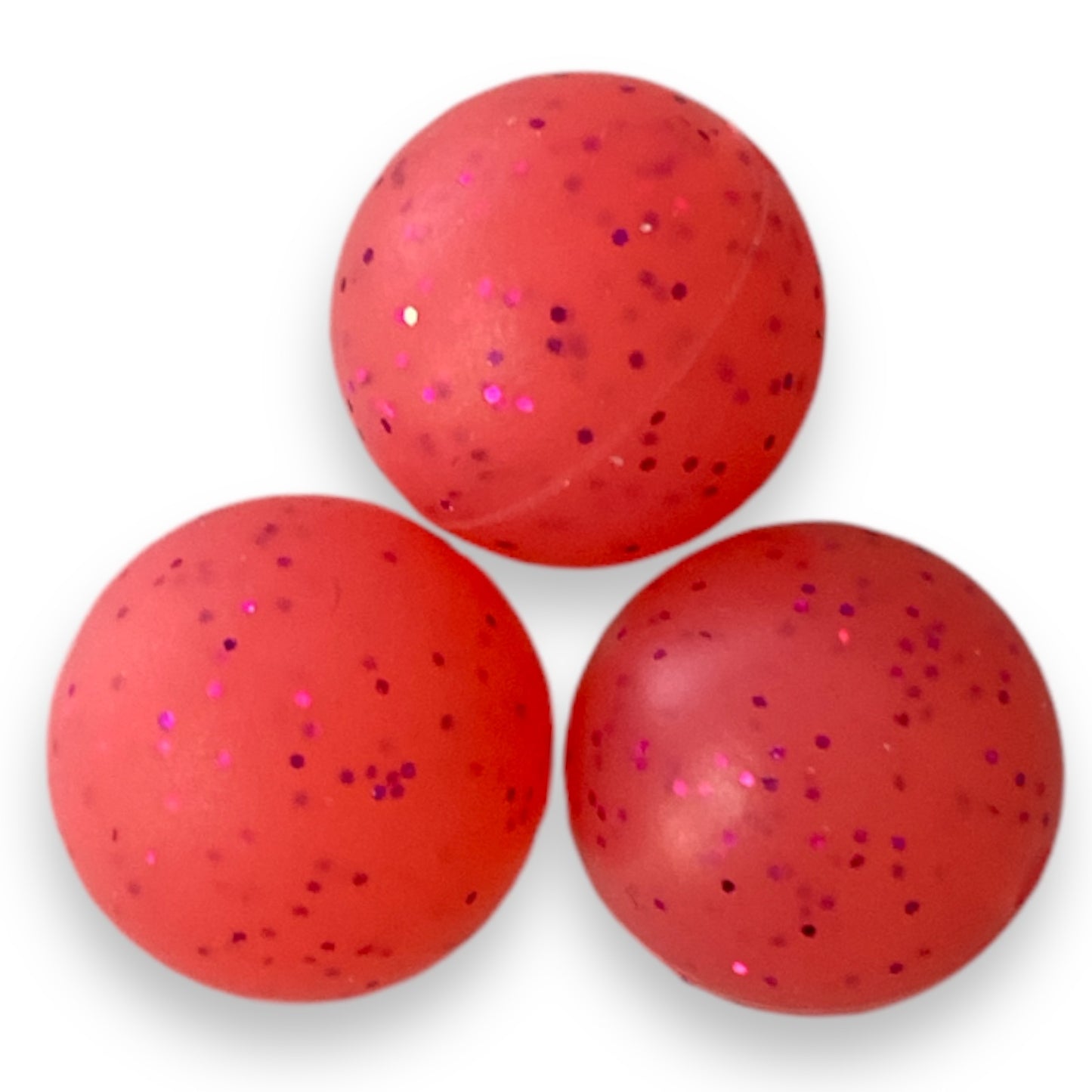 T214-  12mm "Red Glitter" Silicone Beads