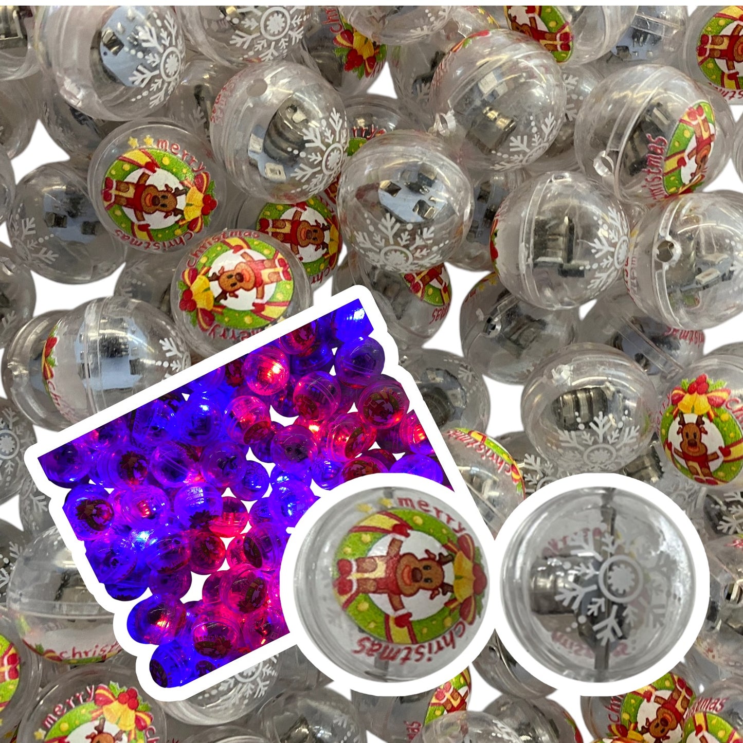 CK- 268 - 20mm "Reindeer / Snowflake" Blinking Acrylic Bead (1 Count)