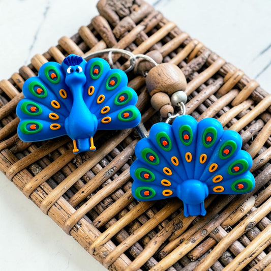 X066- "Peacock 3D"  Silicone Focal Bead for DIY Crafts (1 Count)