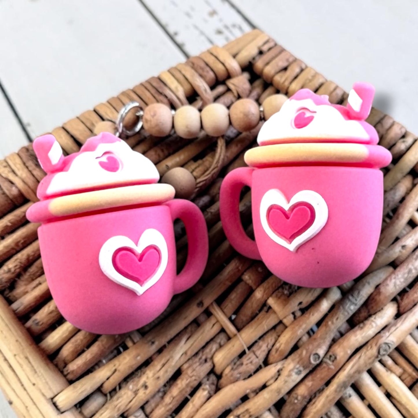 X132- "Heart Mug 3D"  Silicone Focal Bead for DIY Crafts (1 Count)