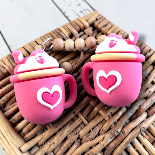 X132- "Heart Mug 3D"  Silicone Focal Bead for DIY Crafts (1 Count)