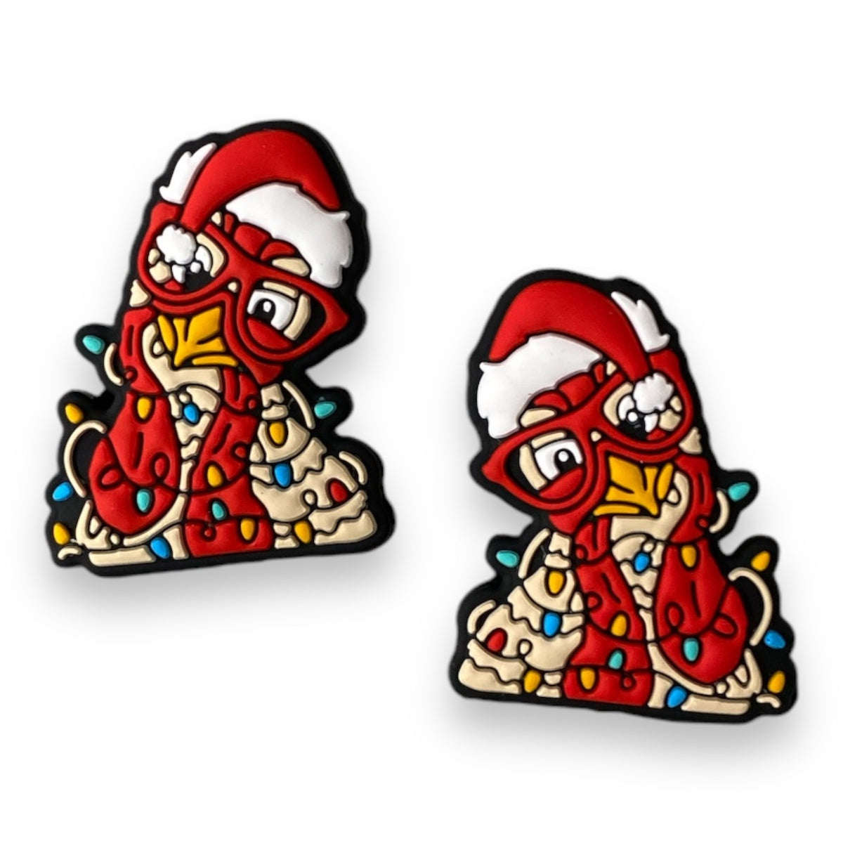 h887 -  “Christmas Chicken” Silicone Focal Bead (1 Count)