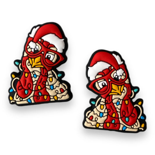 h887 -  “Christmas Chicken” Silicone Focal Bead (1 Count)