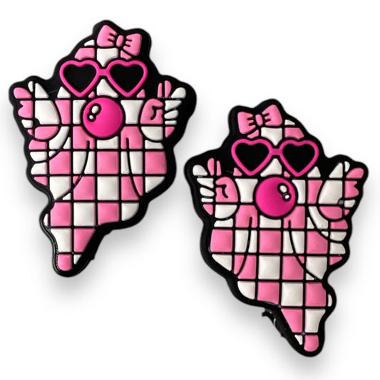 h838 -  “Pink Bubblegum Ghost” Silicone Focal Bead (1 Count)