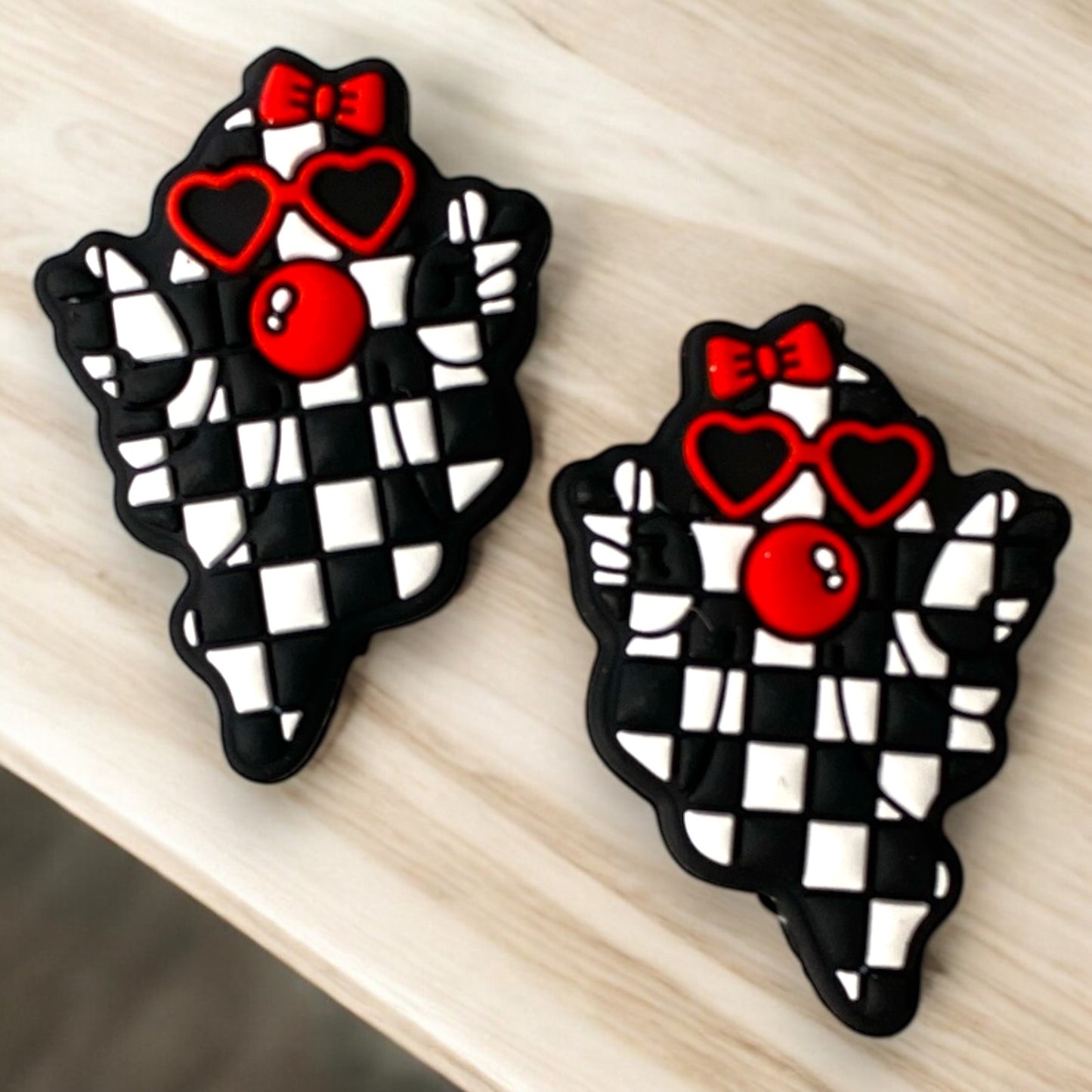 h837 -  “Red Bubblegum Ghost” Silicone Focal Bead (1 Count)