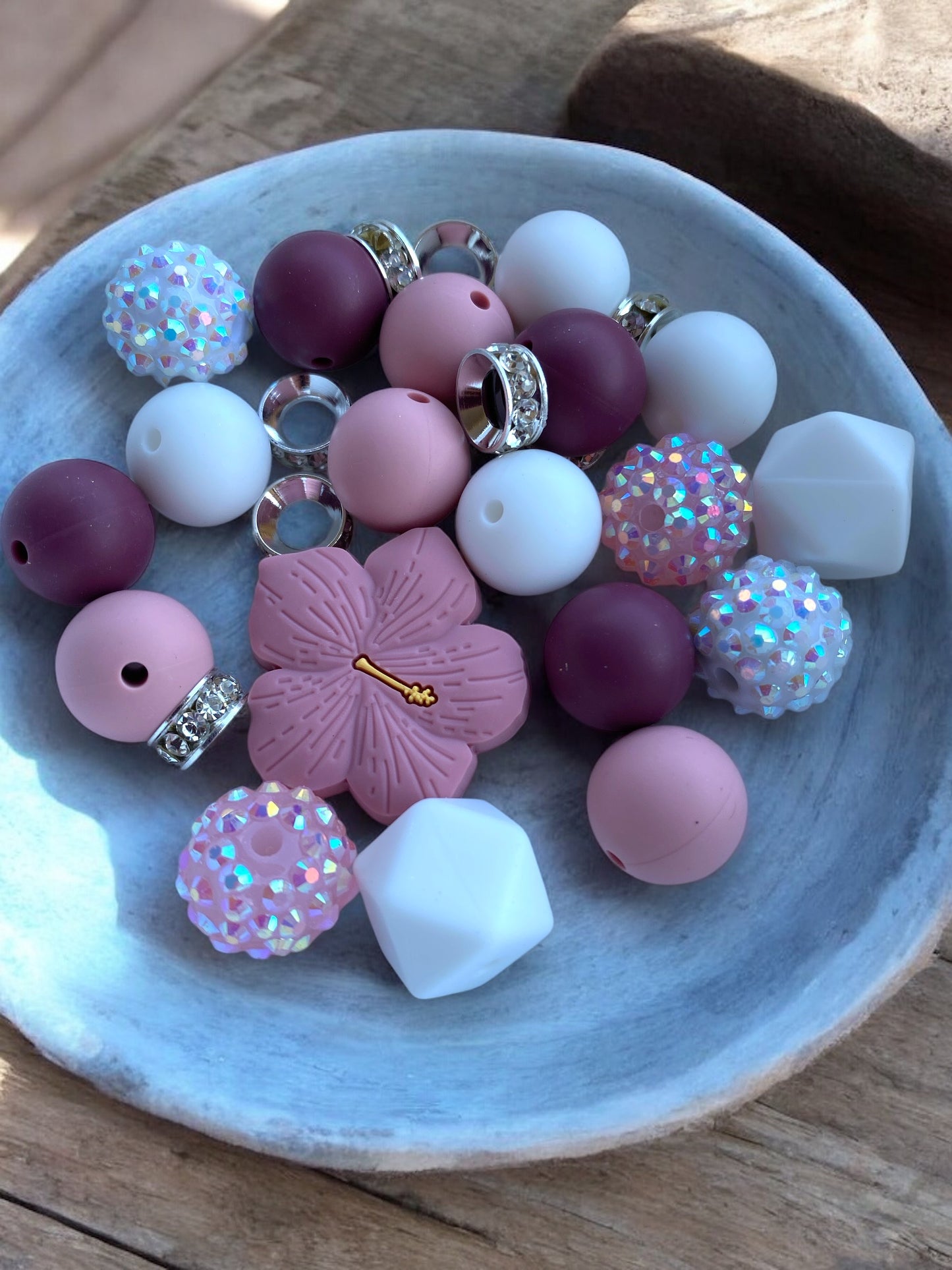 CK- 246 - "Mauve Floral"  Silicone Bead Bling Kit