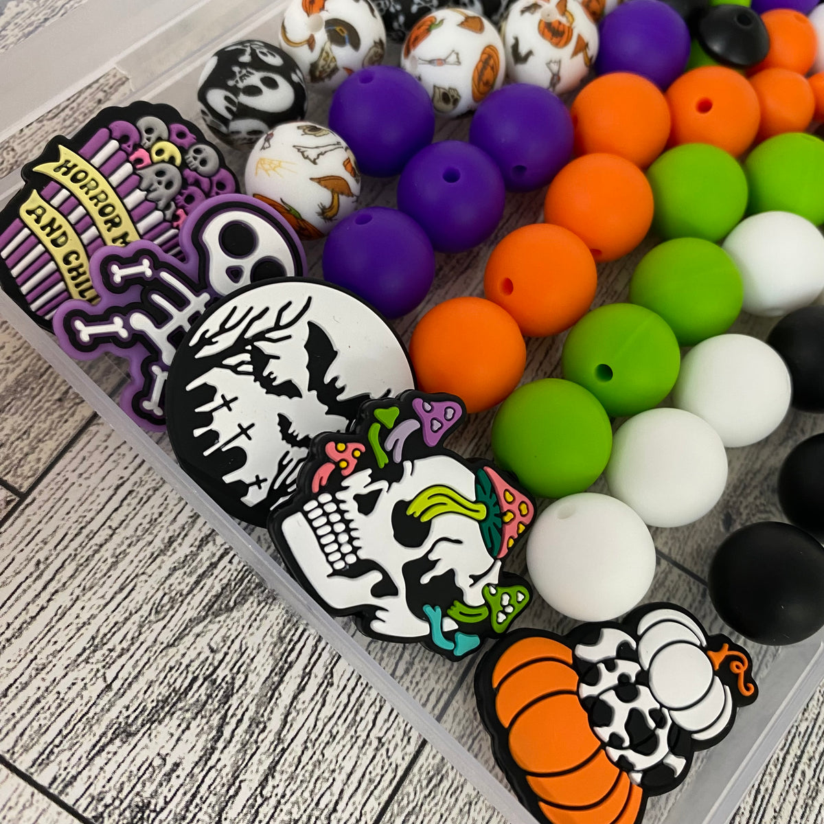 CK- 155 - "Halloween" 100 Piece Silicone Bead & Bling Boxed Kit