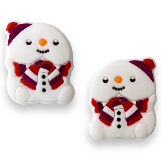 X369 -  “Red Snowman" Silicone Focal Bead (1 Count)